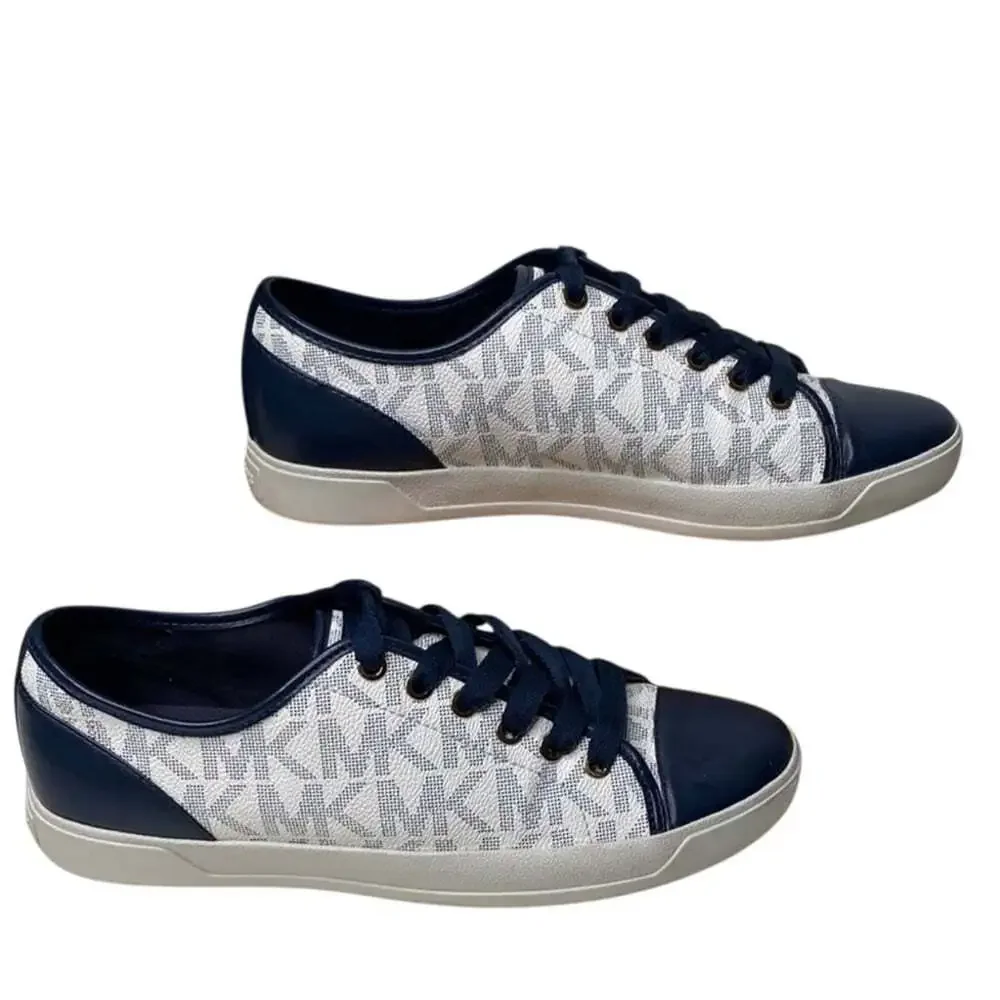 KORS Michael Kors Navy White Signature Sneakers Womens 10 Monogram Casual